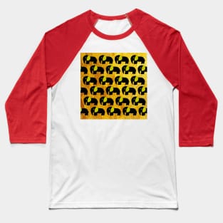 black elephant in gold pattern Baseball T-Shirt